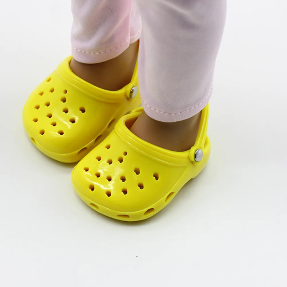 43 cm Doll's Sandals Doll Clothes Hole Beach Shoes 4 Colors Fit 18 Inch American Baby New Born Doll Accessories Gift for Girl