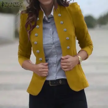 

ZANZEA 2020 Fashion Women's Coats Vintage Casual Buttons Jackets Long Sleeve Slim Outwear Stand Collar Overcoats Chaqueta Mujer