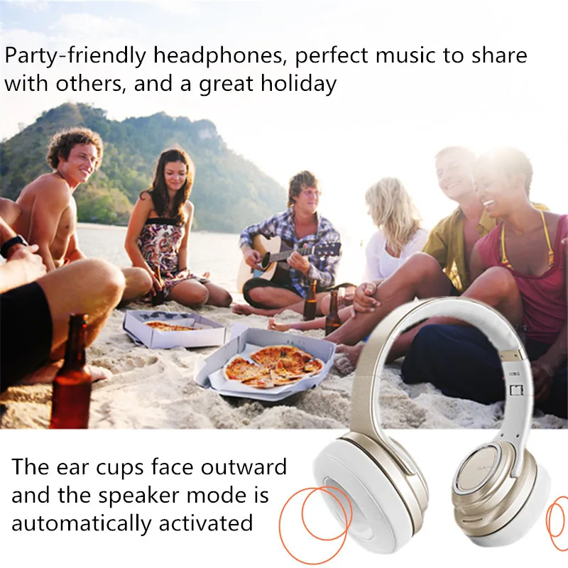 Bluetooth наушники Колонки 2 в 1 SODO складные NFC Hi-Fi стерео беспроводные Накладные наушники V5.0 с микрофоном Поддержка TF карты FM