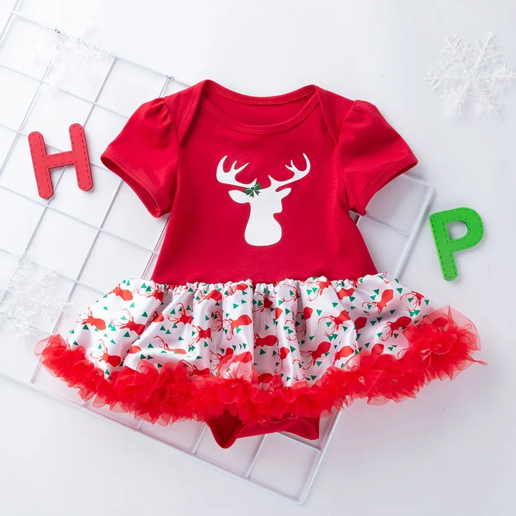 Одежда для маленьких девочек; комплект из 4 предметов с надписью «My First Christmas girl»; комбинезон с рождественским принтом для маленьких девочек; комплект юбки; Одежда для новорожденных