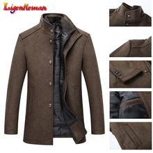 Зимние мужские новые с Регулируемый жилет толстые шерстяные пальто, шуба мужские однобортные пальто и куртки 4 цвета модные пальто M-3XL