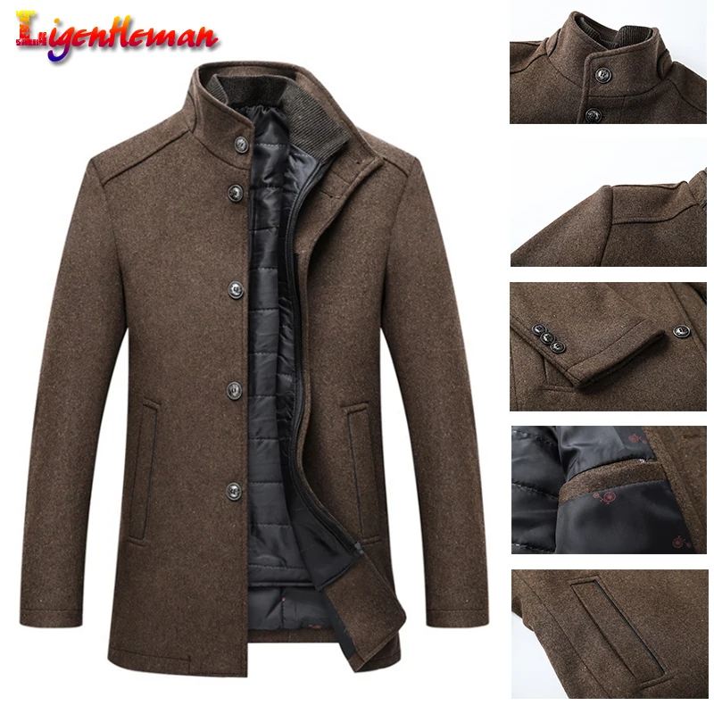 

Winter Men New With Adjustable Vest Thick Wool Topcoat Coat Mens Single Breasted Coats And Jackets 4 Color fashion Coats M-3XL