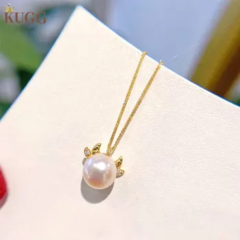 شراءKUGG 18k الذهب الطبيعي المياه العذبة قلادة من اللؤلؤ الأبيض الماس الحقيقي المرأة قلادة أنيقة مجوهرات عصرية مصنوعة يدويا تخصيص