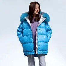 Большой натуральный Лисий мех пальто зимняя куртка женское пуховое пальто Женская длинная пуховая парка куртка на утином пуху водонепроницаемое теплое пальто с капюшоном