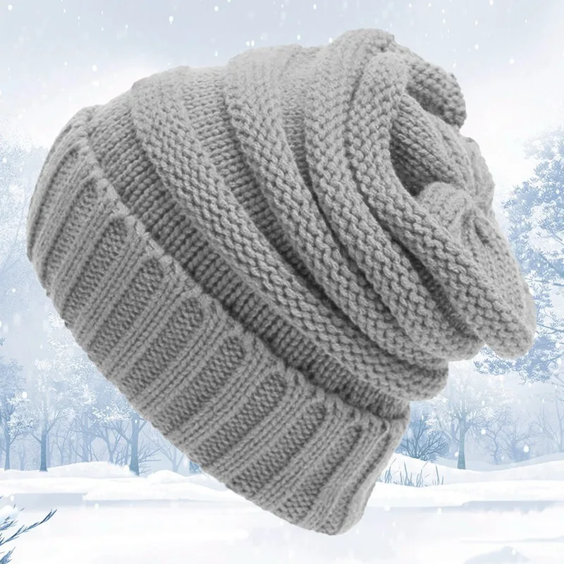 Громоздкая шапочка зимняя женская шапка вязаная теплая флисовая подкладка шапка для женщин Skullies Beanies красная желтая черная Серая шапка