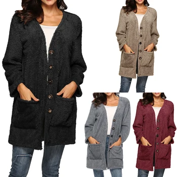 

2019 Autumn Winter arrival Women Fluffy Long Sleeve Jacket Ladies Warm Outerwear Open Stitch Coat