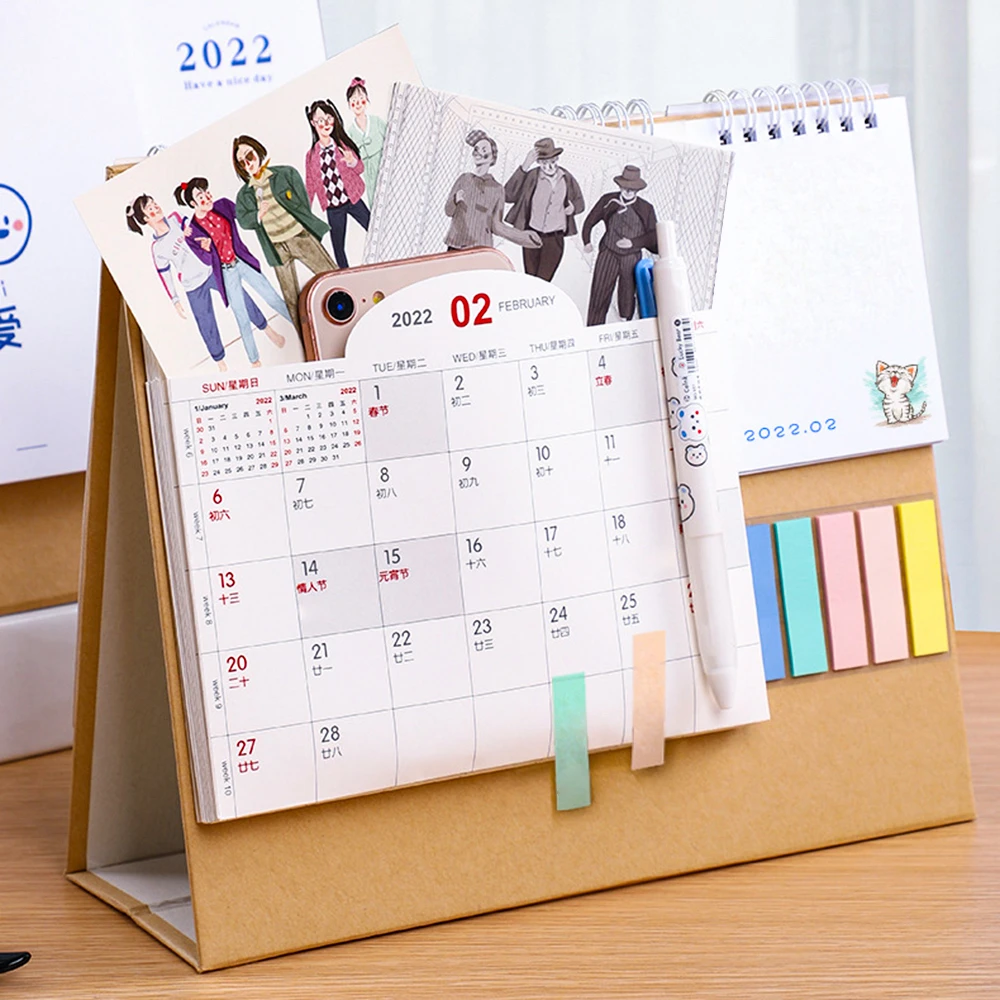 2022 Creative Multifunction Pocket Desk Calendar Storage Desktop