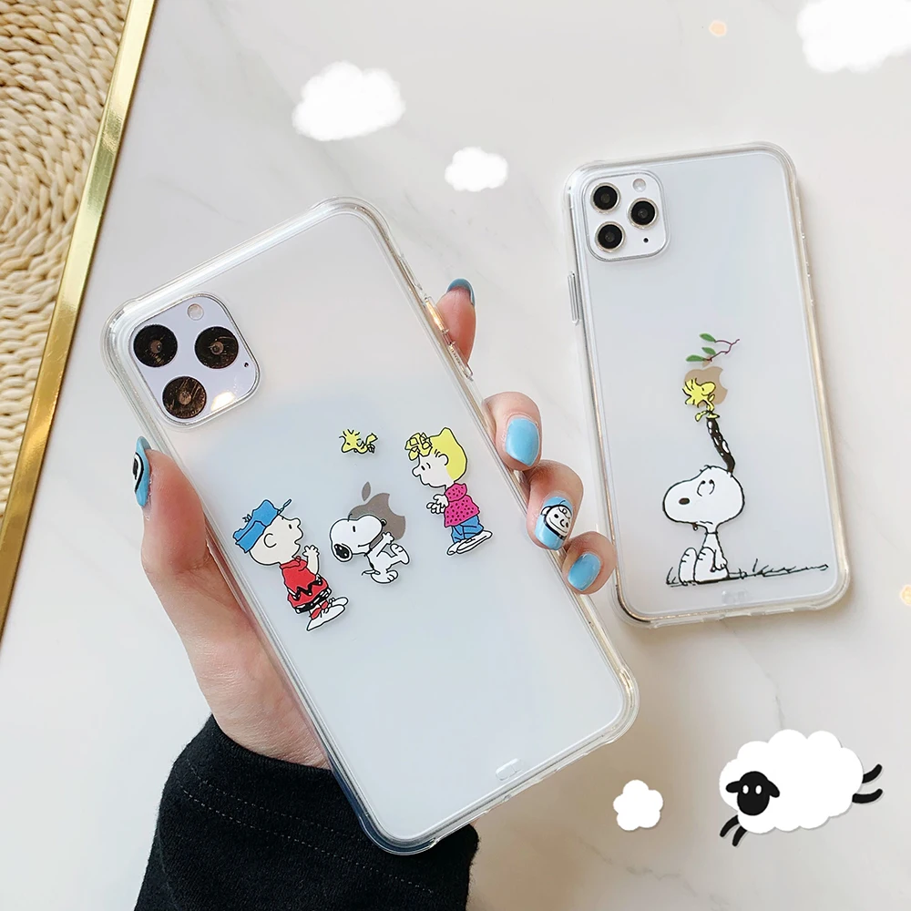 

PEANUTS Charlie phone case For iphone 11 Pro Max X XR XS MAX 7 8 Plus soft silicone Four corners thickened anti-fall back cover