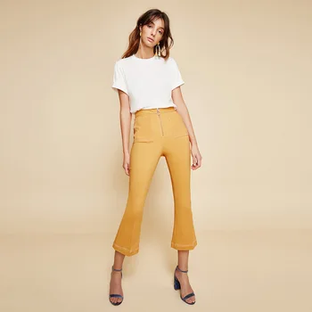 

Ming Australia Cm Design Open Line Gao Waist Elastic Force Horn Leisure Pants Yellow Black 2 Color Enter