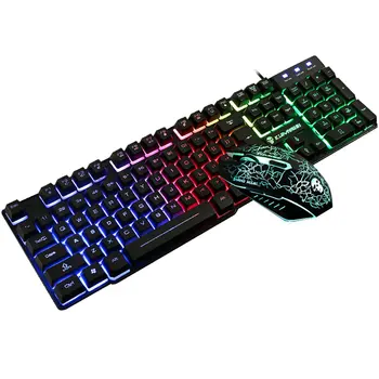 

T6 Practical Waterproof Luminous Keyboard And Mouse Set Desktop Computer Game Mechanical Feel Wear-resistant