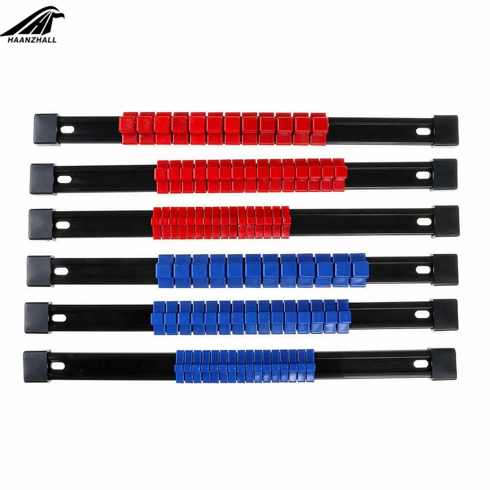 6PCS/Set 1/2 3/8 1/4 Socket Organizer Drive Sleeve Storage Bracket Rail Tool Organizer Storage Divider Rail Tray Holder Sockets