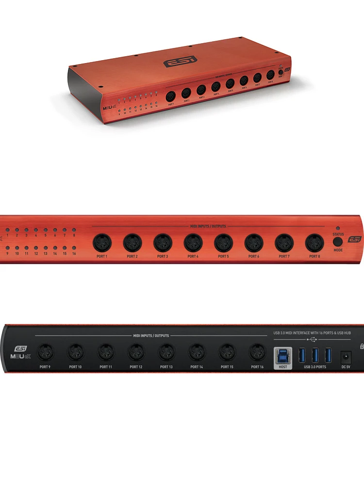 ESI M8U eX 16포트 USB 3.1 Gen 1 MIDI 인터페이스(USB 허브 포함) 16개 전문 MIDI 포트
