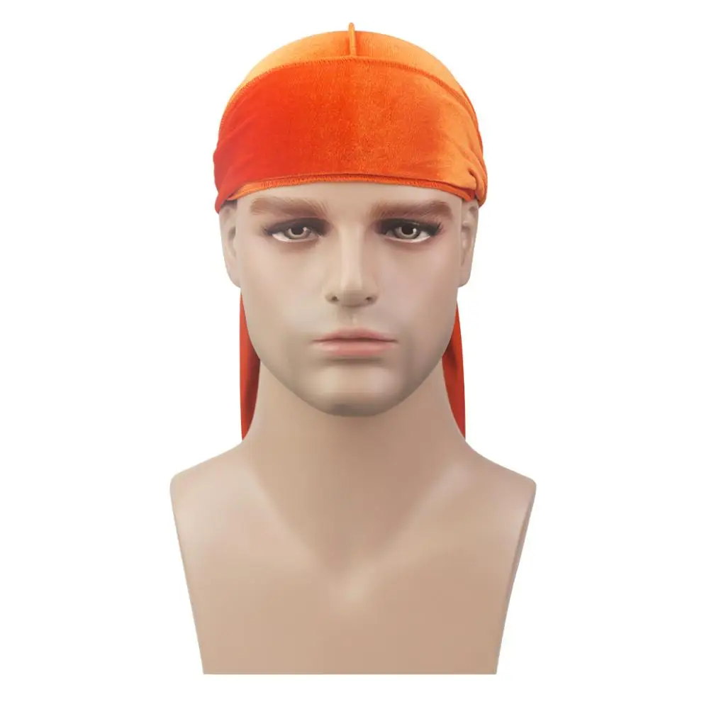 Überlegene Samt Durags Für Männer Langen Riemen Durag Welle Kappe Luxus Hypebeast männer Elastische Doo Rag Kopf Wrap Hüfte-hop Bandana