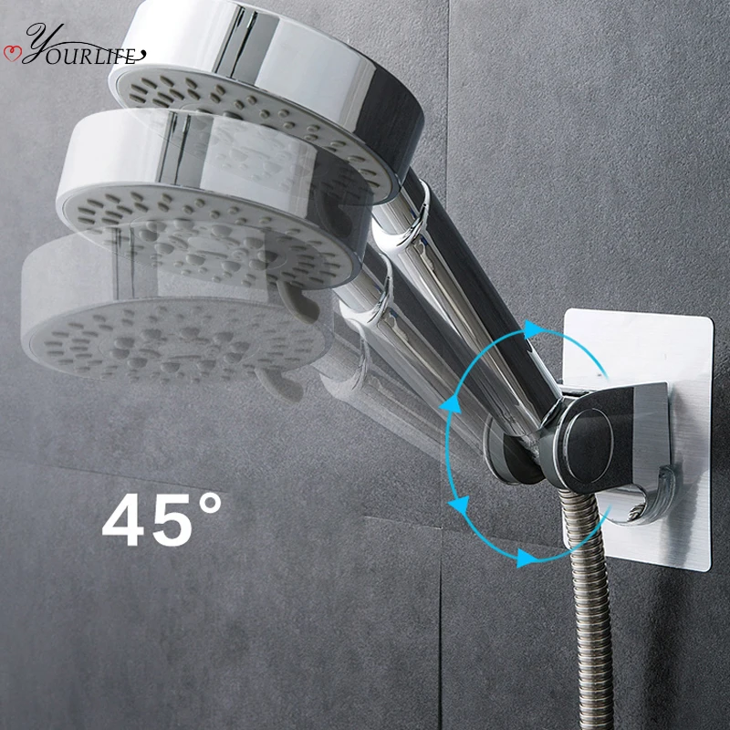 OYOURLIFE 45° Adjustable Electroplated Shower Head Holder Strong Wall Mounted Hand Shower Holder Brackets Bathroom Accessories afbeelding