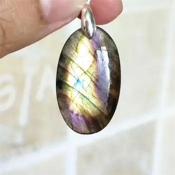 

Genuine Natural Purple Light Labradorite Women Men Pendant 28x17x7mm oval Shape Necklace Jewelry Fashion Rare Bead AAAAA