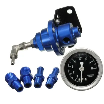 

Universal Adjustable Fuel Oil Pressure Regulator Valve with Gauge Blue Refitting Fuel Supercharger for Automobile Aluminium