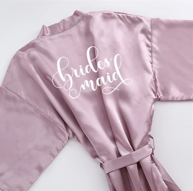 bridesmaid C&Fung, сиреневый халат, кимоно для невесты, атлас, для женщин, мягкая Лаванда, для подружки невесты, элегантное, для письма, для готовки, свадебные, вечерние, халаты - Цвет: bridesmaid