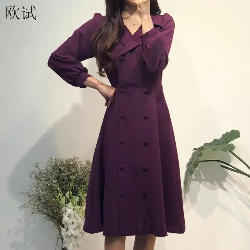 

Blazer Trench Dress Women Spring Autumn Ladies Dresses Casual Elegant Korean Office Long Sleeve Woman Dress 2020 Robe Femme