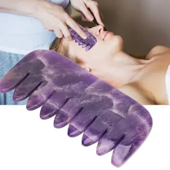 

comb Natural Amethyst Scrapping Comb Body Guasha Comb Massager Health Care Tool beard comb l