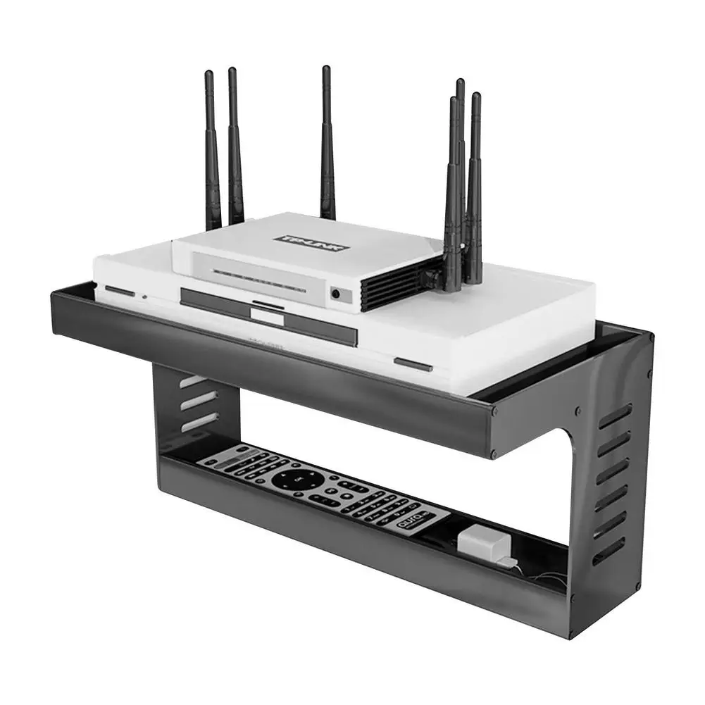  Router rack estante WiFi router soporte set-top estante  flotante montado en la pared pared WiFi router soporte hogar y oficina WiFi  router caja de cable ajustable (color: blanco, tamaño: 153,948.8 in) 