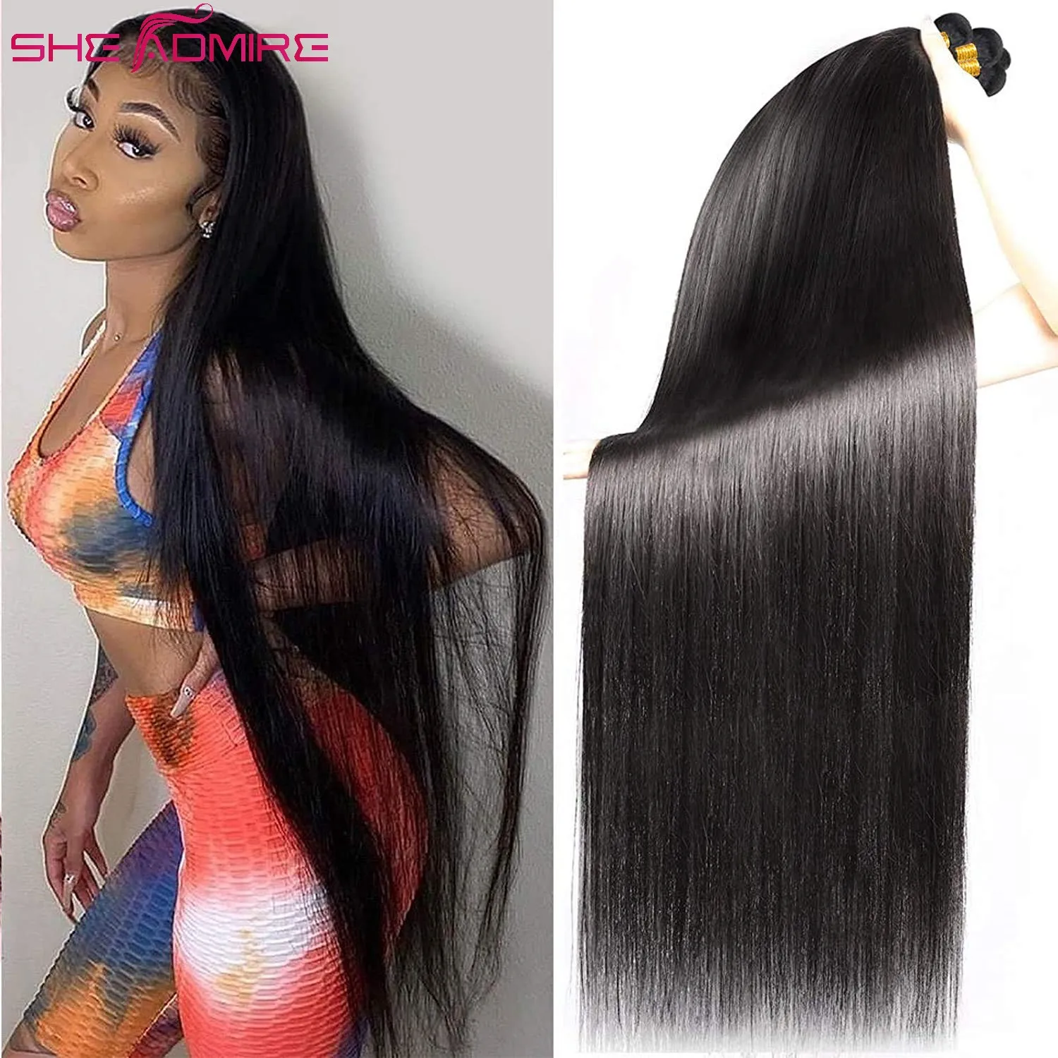 Bone Straight Human Hair Bundles SheAdmire 32 34 36 38 40Inch 1/3/4 Pcs Deals Sale For Black Women Brazilian Remy Hair Extension image_0