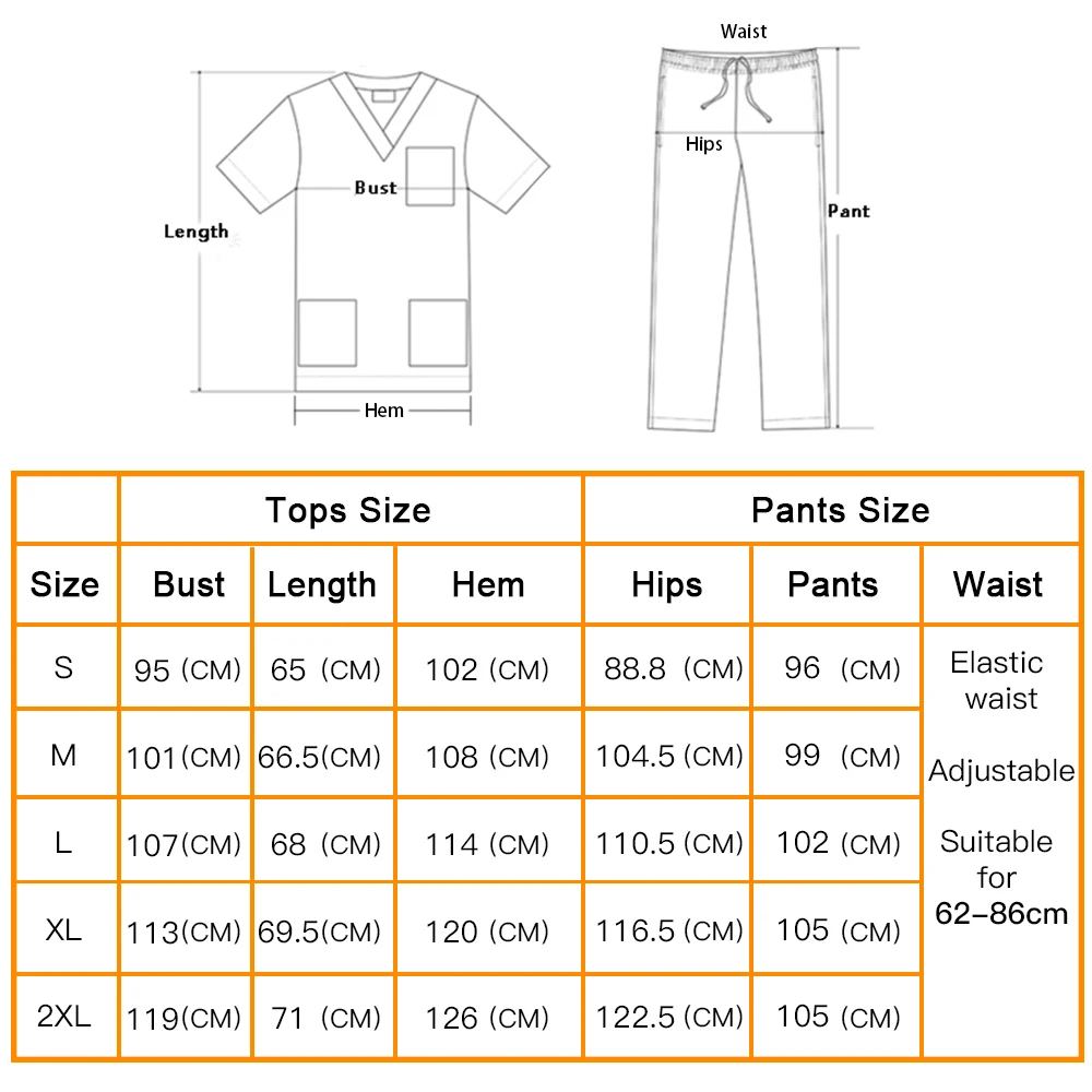Scrubs Set for Women Pet Hospital Uniform Set Scrub Suits Solid Color Unisex Surgical Gown Pocket V-neck Joggers Wholesale Price