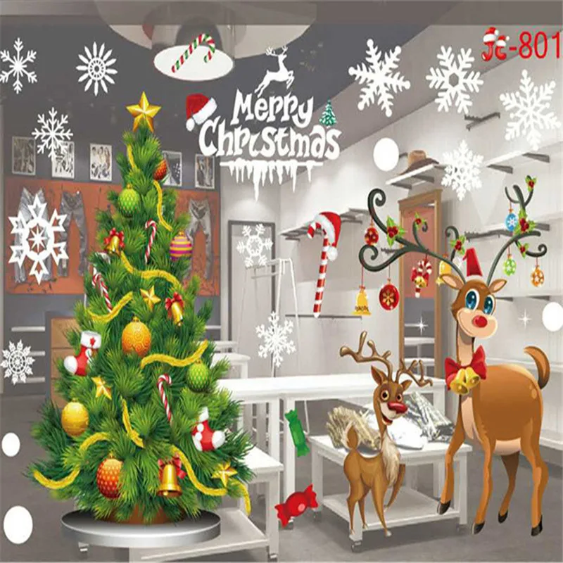 

New Year Christmas home decor wall sticker window sticker snowflake Santa window stickers Christmas wall stickers for kids rooms
