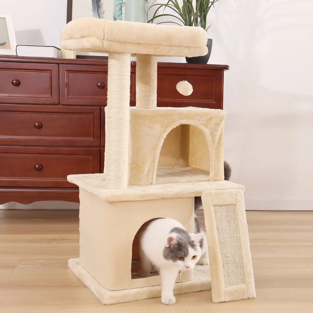 Domestic Delivery Cat Tree Condo House Scratcher Funny Scratching Post Climbing Tree Toy for Cats Kitten Activity Pet House Nest