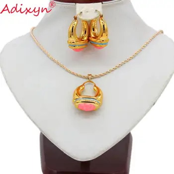 

Adixyn Ethnic Hoop Earrings/Pendant Necklace Hit Color Irregular Hollow Earrings Female Spiral Party Jewelry Gifts N08081
