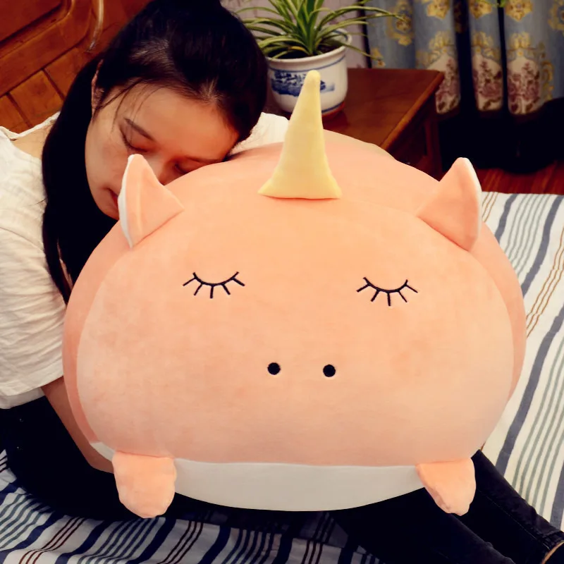 

Large Size Party Attitude Unicorn Doll Plush Toys Software Strip Cartoon Squinting Unicorn Horse to Sleep with Pillow Cushion