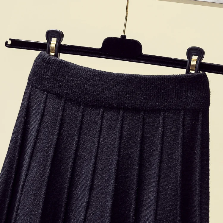 Beiyingni בציר חצאית נשים לסרוג גבוהה מותן קו רך מזדמן אלגנטי שחור חצאיות Streetwear אביב סתיו אופנה Midi Saia