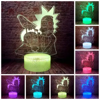 

Luminous 3D Illusion LED Desk Nightlight Colorful Changing Light Rick and Morty Anime Figure Light-up Toys
