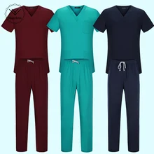Эластичный пояс для тела, униформа медсестры для женщин и мужчин, медицинский костюм, скрабы, костюм, стоматологический больничный набор, рабочая одежда, скрабы для кормления, 8 цветов