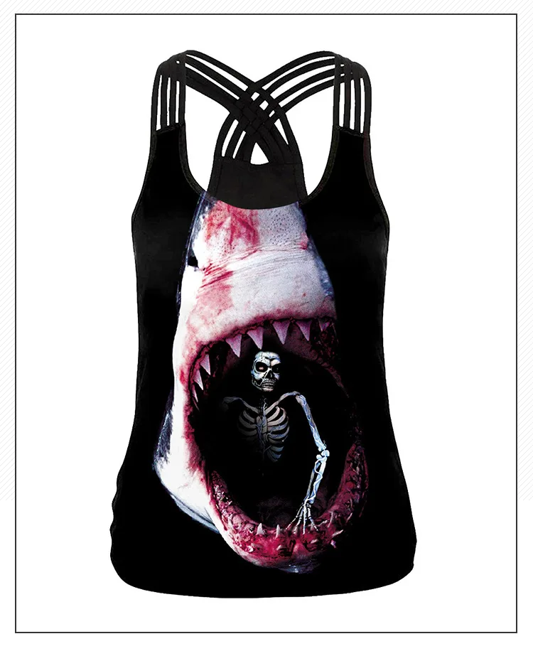 New Direct Deal Explosive Money Halloween Night Street Terror 3D Digital Printing Skull Sleeveless