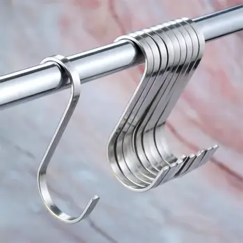 

DRELD 10x Stainless Steel Hanger Kitchen Bedroom Hanging Hook Rack for Clothes Coat Hat Bag Towel Organizing Cup Holder Utensils