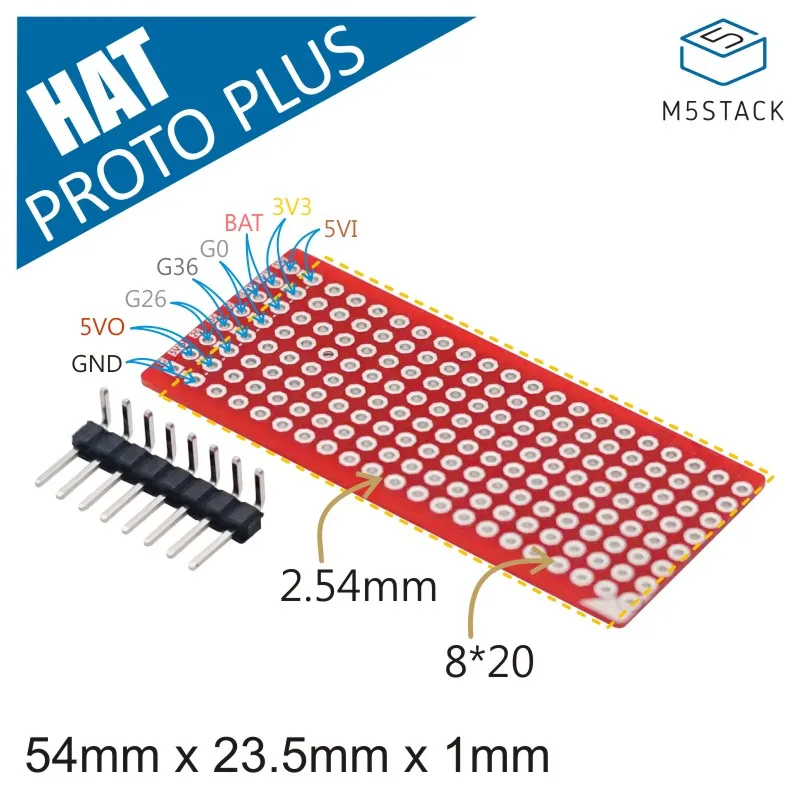 

M5Stack Official StickC Proto Plus Hat Prototype Diy Protoboard Breadboard PCB Universal Board