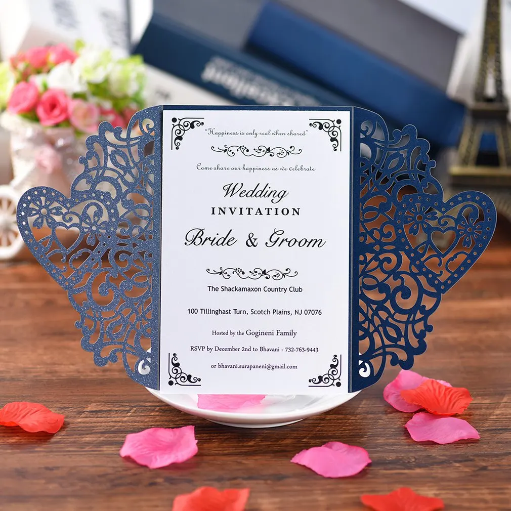  20pcs Laser Cut Hollow Wedding Invitations Card Kit with D126 Inner Papers for Wedding Birthday Par - 4.00029E+12