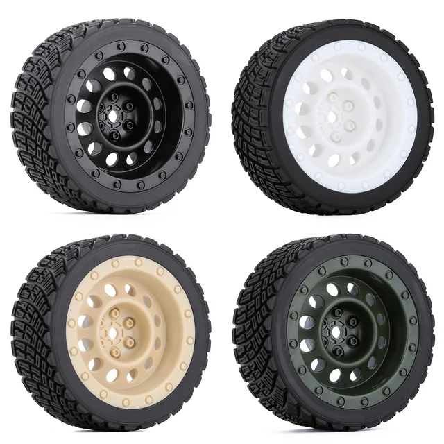 ラジコンカー用ラバータイヤとプラスチックリム,4個,hsp rgt lc