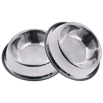 

Stainless Steel Dog Bowl with Rubber Base, Suitable for Small and Large Dogs, Pet Feeder Bowl (Set Of 2)