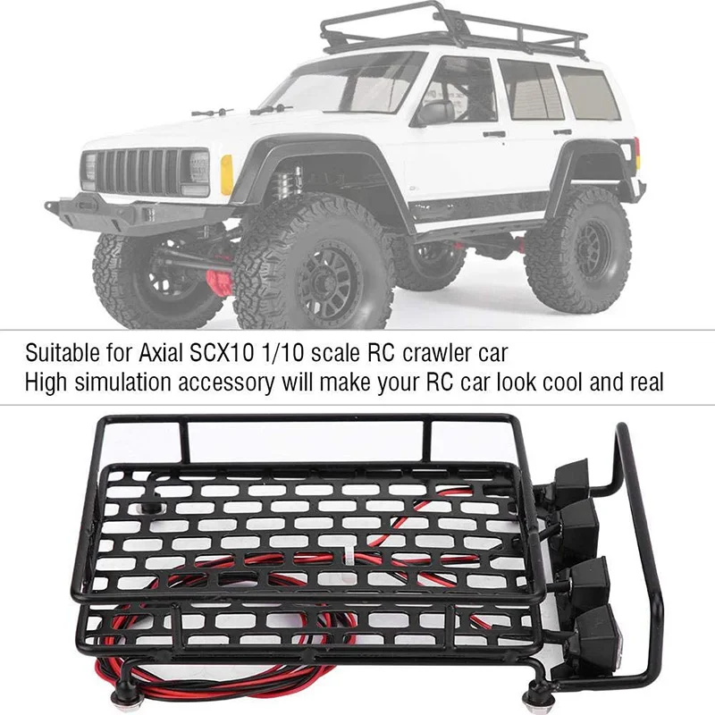 Багажник на крышу со светодиодсветильник кой для Wrangler Tamiya CC01 Axial SCX10 багажник из