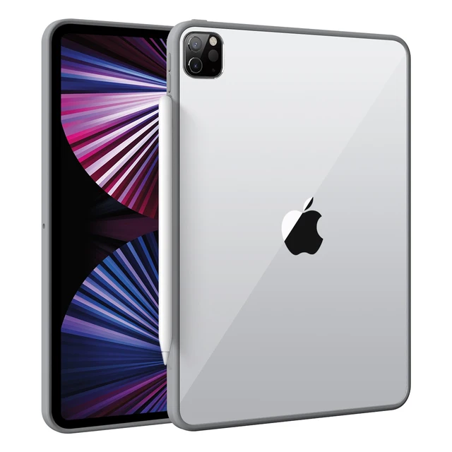 SUAIOCE Protective Tablet Case For iPad Pro 2021 11 12.9 Case Anti-bend Shockproof Cover Matte Clear Back For iPad Pro 11 inch Clear Gray- Gray