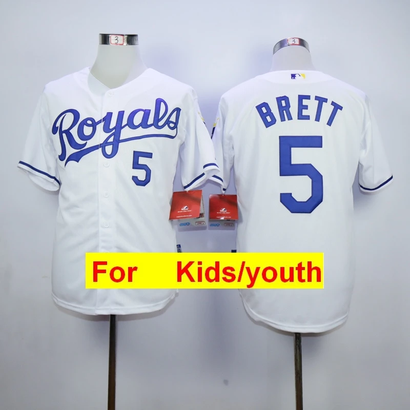Оранжевый Молодежный Канзас-Сити Бо Джексон Джордж Бретт Salvador Perez Mike Moustakas Alex Gordon Alcides Escobar Flex& Cool Base Jersey - Цвет: Оранжевый