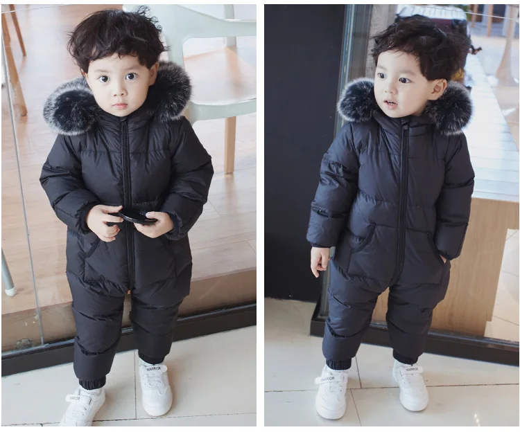 Baby Snowsuit Winter Jumpsuit Newborns Snow Wear Clothes Down Fur Jacket Kids Girls Coats Infant Rompers for Boy Parka Overalls