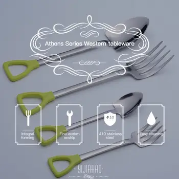 

Kitchen Accessories Hot Shovel Shape Ice Cream Spoon&Fork Multi-color Spoon Fork Long Handle Coffee Ice Cream Tool