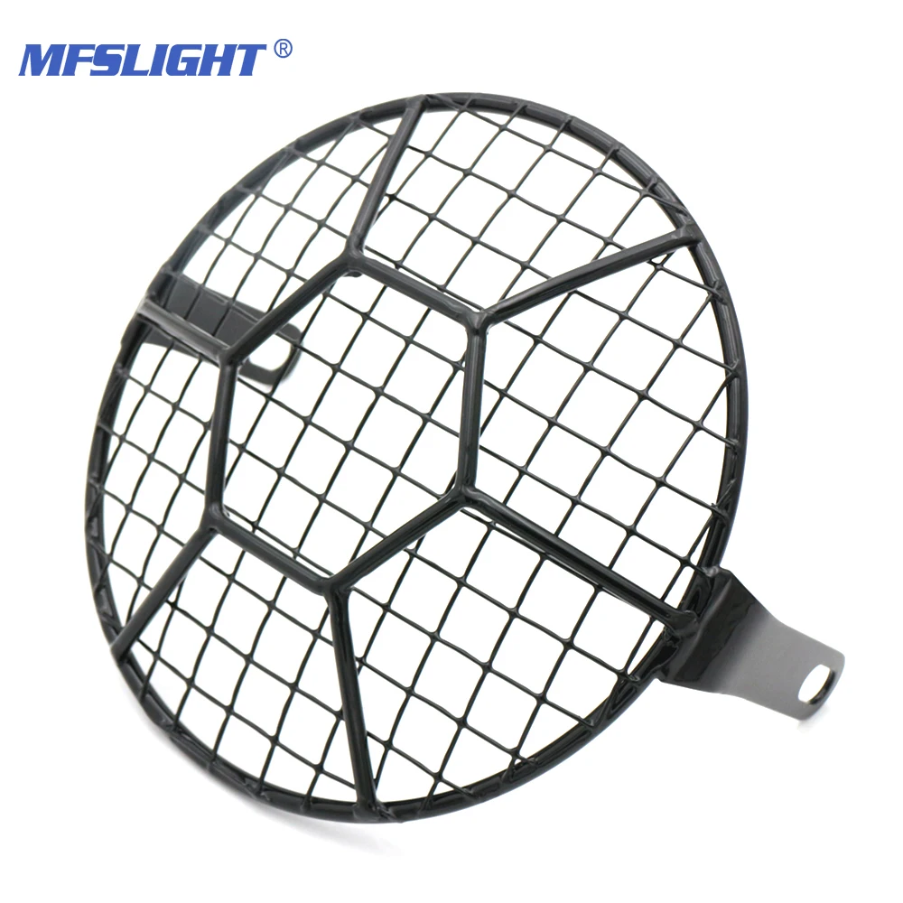 

6.5 Inch Retro Motorcycle Headlight Grill Cover Mask Football Grid Mesh Motor Head Light Grill Bracket Protector for Cafe Racer