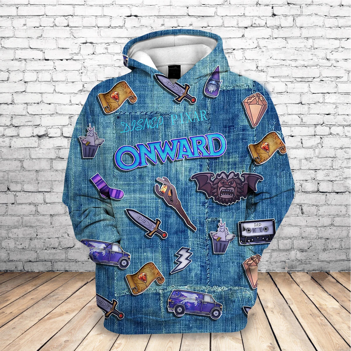 

New Arrival 2020 Men Sweatshirt Fake Denim Hoodie Casual Funny Movie Pixar Onward 3D Print Hoodies Loose Tops Drop Shipping