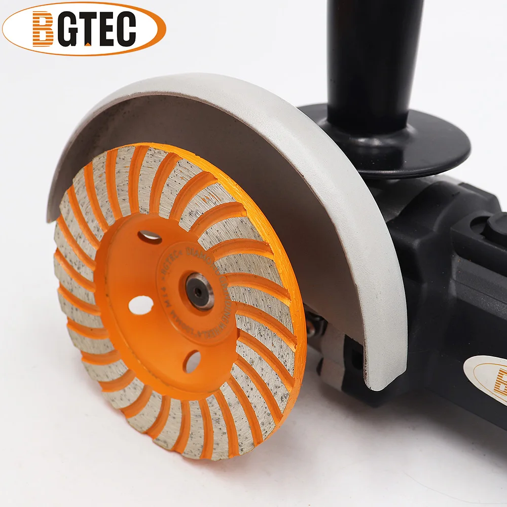 BGTEC 2pcs 4inch M14 flange Diamond Turbo Row Grinding Cup Wheel 100mm Grinding discs for marble, concrete, Masonry ,stone