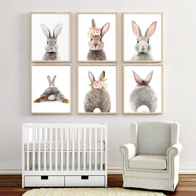 

Baby Animal Rabbit Canvas Poster Nursery Bunny Wall Art Print Painting Nordic Picture Kids Bedroom Decoration Home Decor