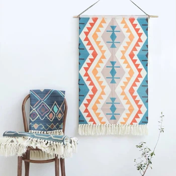

Modern Bohemian Macrame Wall Hanging Tapestry Psychedelic Geometric Art Tassel Woven Tapestry Wall Hanging Decor Home Bedroom