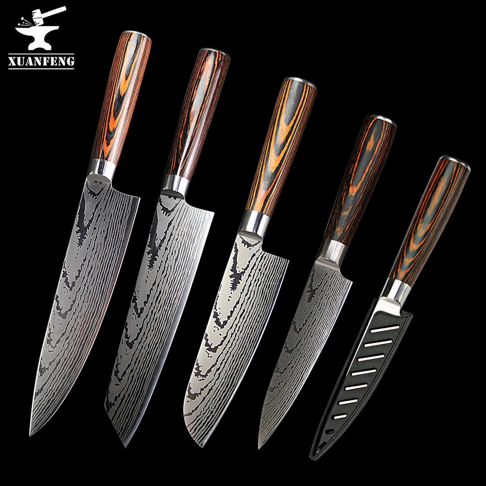 XUAN FENG 5 piece kitchen knife stainless steel deboning chef cook